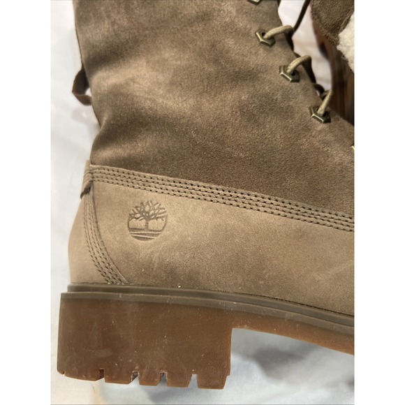 Timberland Jayne Waterproof Teddy Fleece Fold Down Brown Nubuck Women Size 8 - Picture 8 of 10